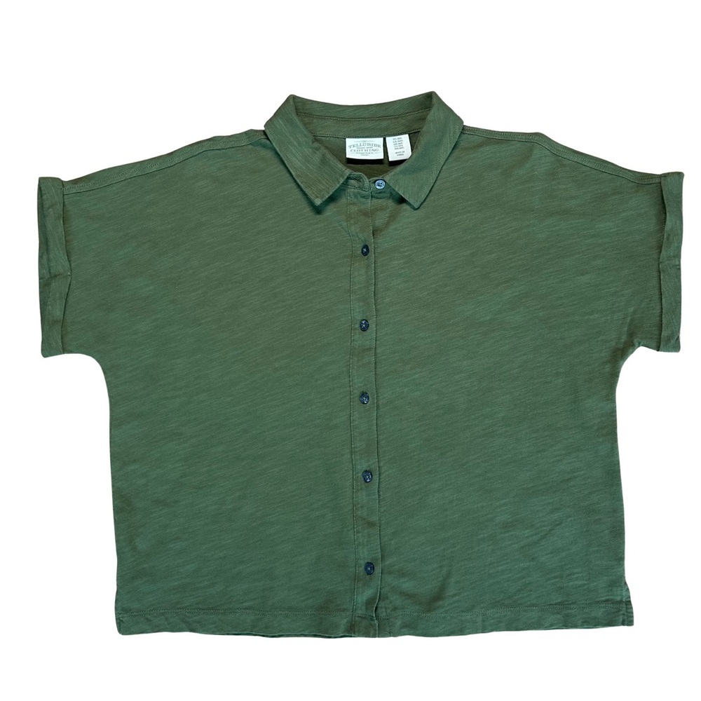 Telluride Women’s Green Button Down Shirt with Classic Collar